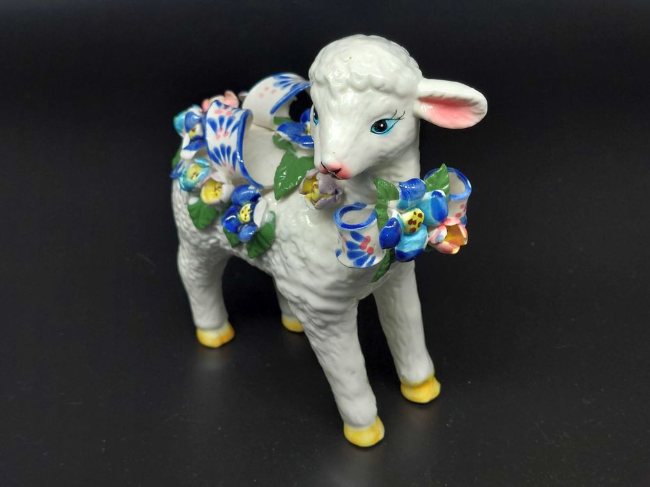 Figurka ceramiczna szkliwiona Owieczka bez uszka kolekcje hobby