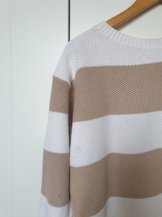 Luźny sweter Esprit beżowy pasy S