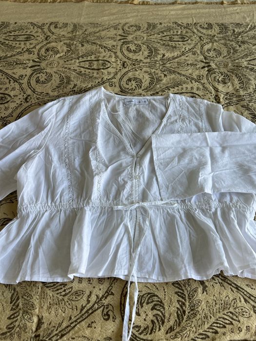 Blusa branca de manga comprida da Lefties, Tam XL