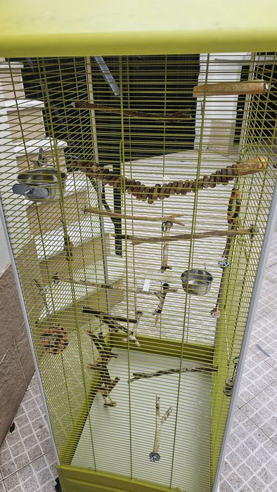 Gaiola pássaeos grande com todos os acessórios