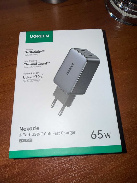 Мережевий зарядний пристрій UGREEN Nexode USB-C Charger 65 W GaN Power Supply Gray (X556) для ноутбука, смартфона и т.д.