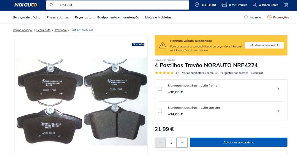 Pastilhas de travão novas 1 par