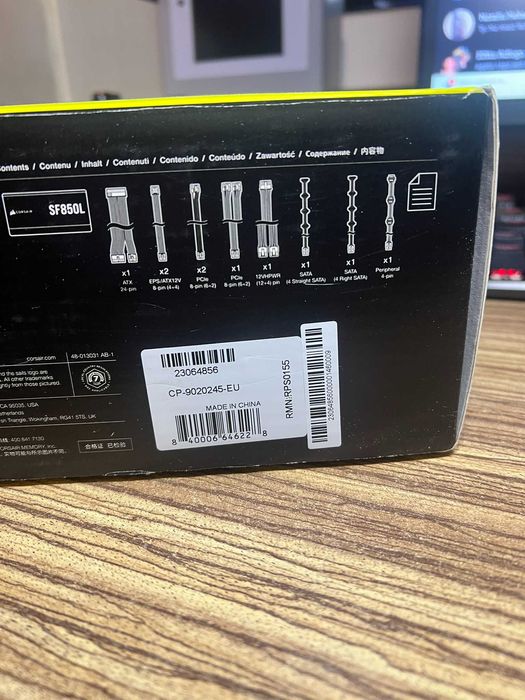 SF850L - Zasilacz do PC firmy Corsair, 80 PLUS GOLD, nieużywany