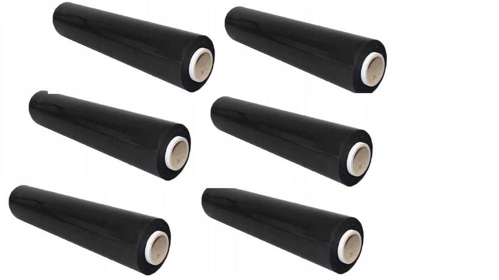 6x Folia stretch czarna 1,5 kg cienka tuleja 300g Pakiet 9kg