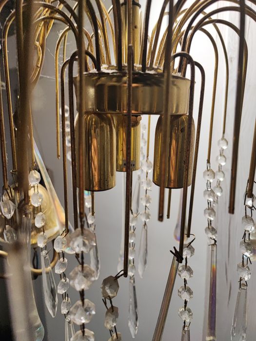 Lampa żyrandol Murano krople kryształowe  Prl