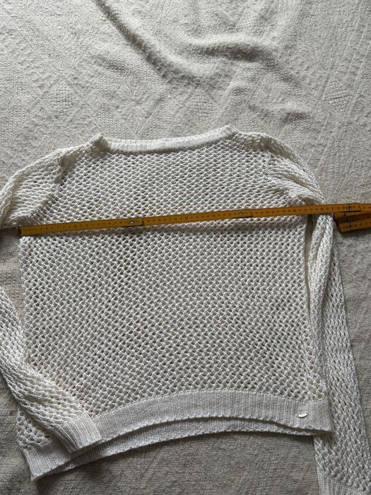 Ażurowy sweter kremowy boho M