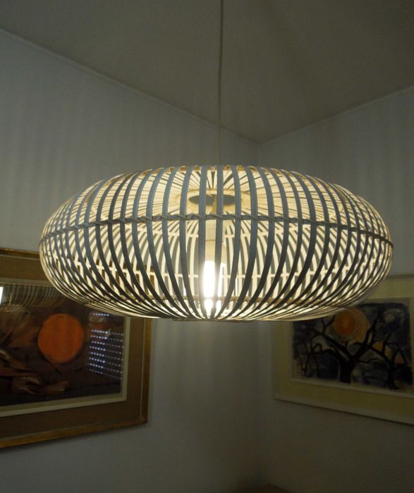 Candeeiro suspenso em vime branco - white wicker pendant light - Boho Chic