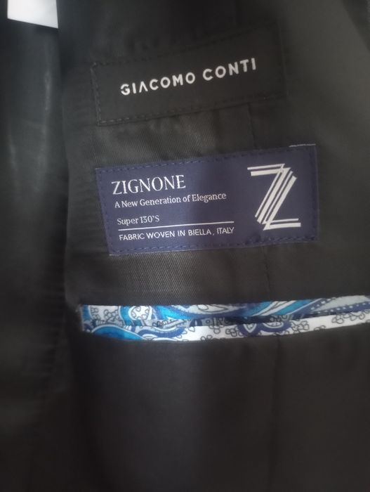 Nowa kamizelka garniturowa wełniana Giacomo Conti 176/104 szara kratka