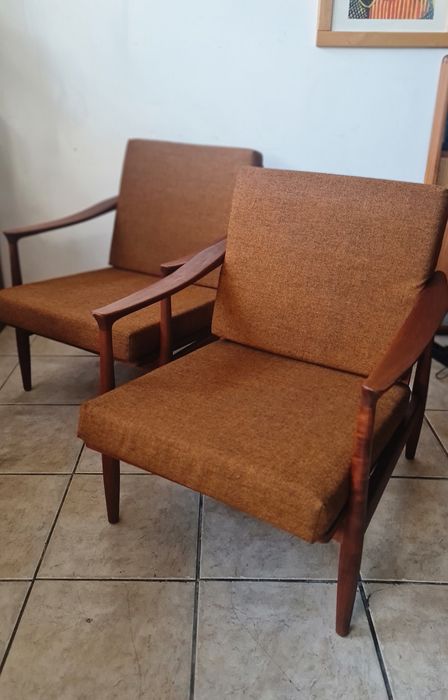 Fotel wypoczynkowy, tekowy, w stylu skandynawskim lata 60,mid century