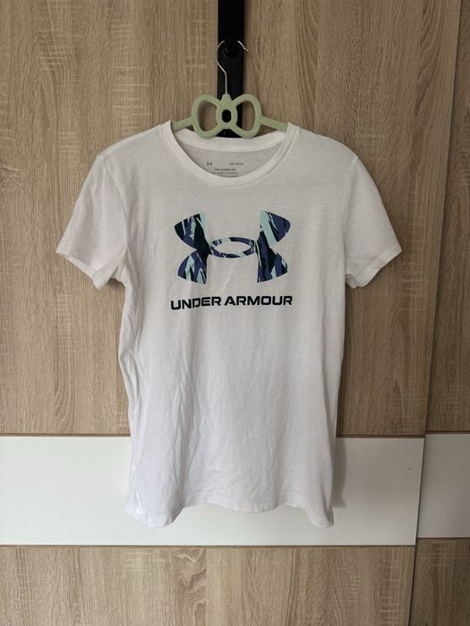 Koszulka Under Armour M biała logowana sportowa pilates tshirt damska