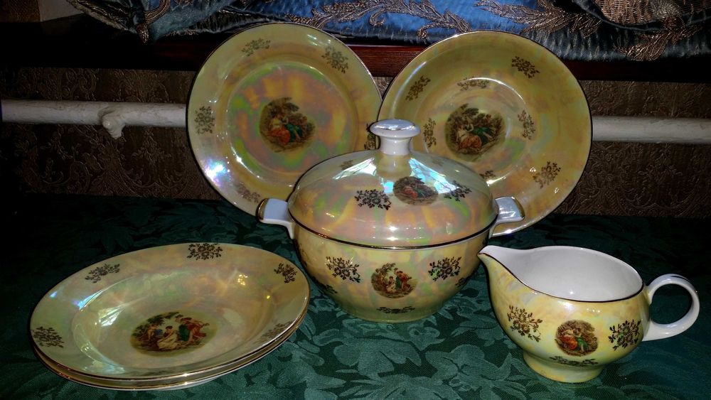 Чайный сервиз "Охота",Мадонна,кофейный сервиз,кобальт,Роза,ГДР,ЧССР.