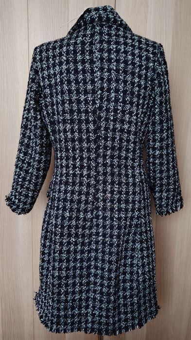 Mohito nowa granatowo-biała sukienka damska midi srebrna nitka 40