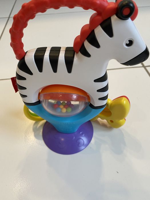 Fisher price zebra grzechotka, gryzak z przyssawką