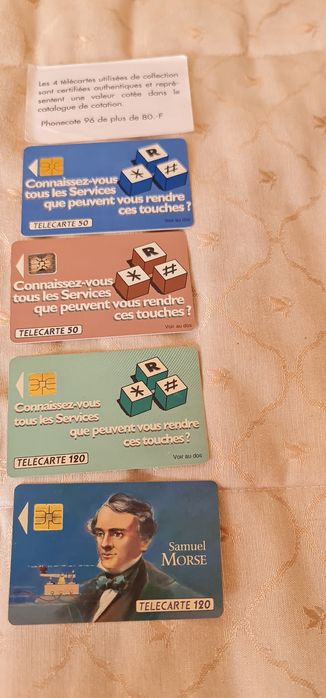 Conjunto de 4 cartas telefónicas Francesas