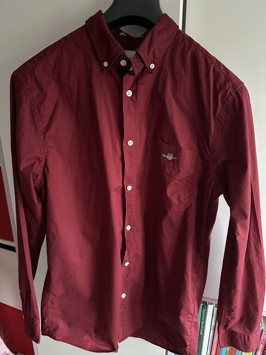 Bordowa czerwona męska koszula Gant Regular Fit L
