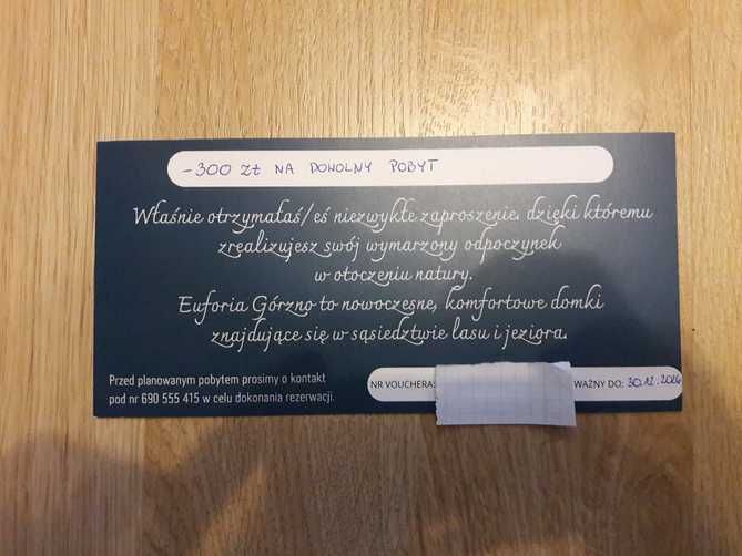 Voucher "Euforia Górzno" na dowolny pobyt (300zł)