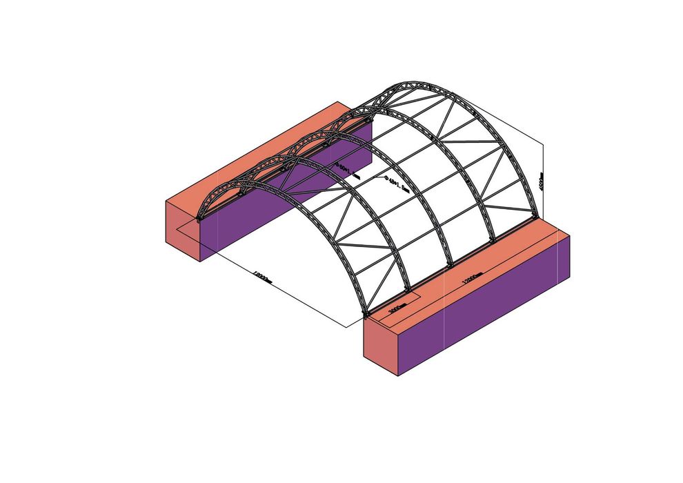 Wiata kontenerowa 12m x 12m PVC 900G/M2 Strong Podwójna Rama na kontenery 40 / 40HC