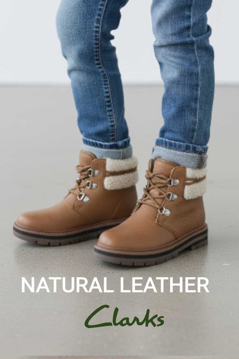 Clarks Prague trzewiki skórzane brązowe ocieplane rozm. 31