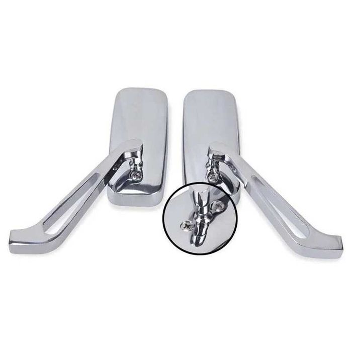 Par de Espelhos Retrovisores Retangulares de Haste Universal - 8/10mm