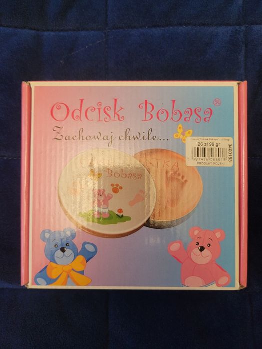 Odcisk bobasa, gipsowy, niebrudzący.