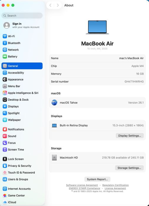 MacBook AIR 15 M4/10 CPU/ 10 GPU/ 16 ram/ 256 SKY BLUE MC7A4