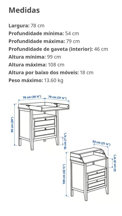 Trocador Fraldas/Cómoda IKEA SUNDVIK e Móvel de Arrumação p/Brinquedos