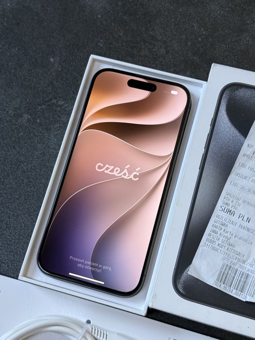 Iphone 15 pro 85% czarny tytan stan igła jak nowy 128gb okazja pełny zestaw bez blokad