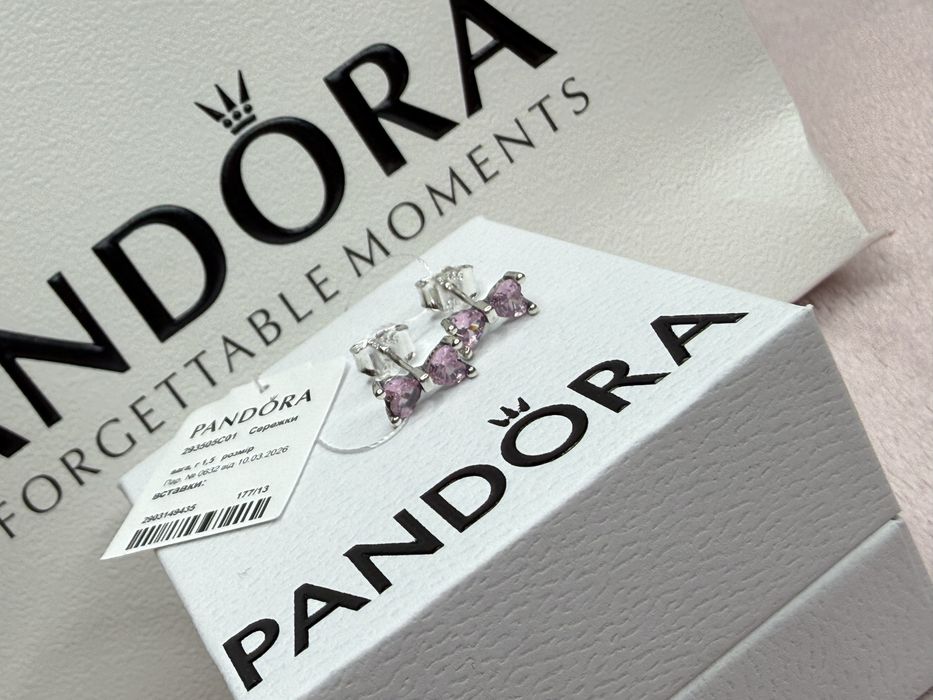 Комплект Pandora Рожевий бант каблучка, підвіска, сережки, браслет S925 ALE Бірка Пандора Гарантія 30 днів