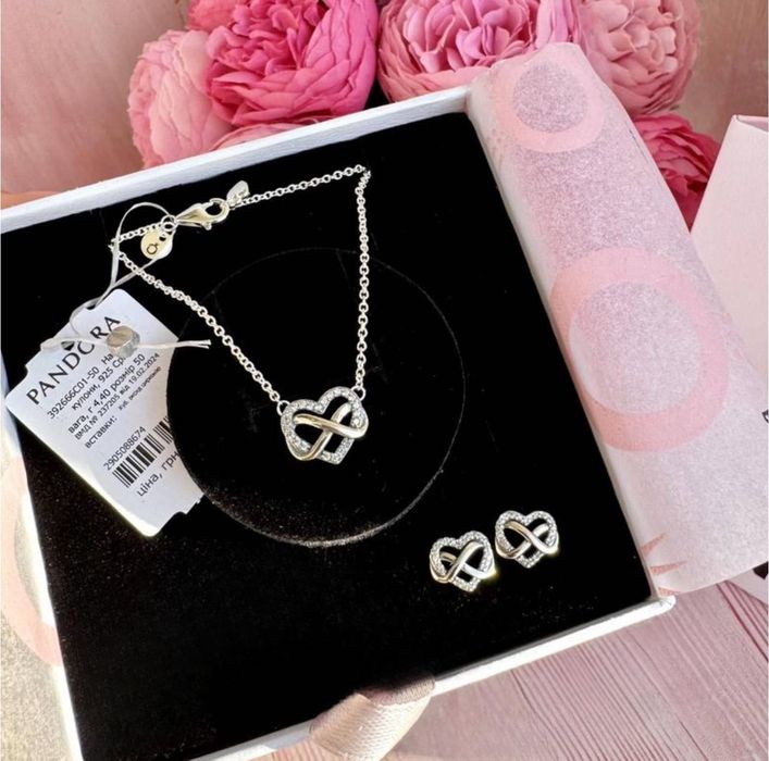 Намисто пандора оригінал срібло кулон pandora ланцюжок серце підвіска