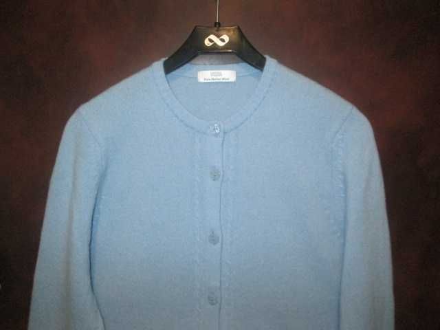 sweter wełna 100% rozpinany niebieski rozmiar M super stan