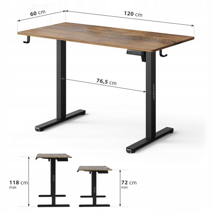 NOWE Biurko Elektryczne Gamingowe 120x60 Podnoszone Regulowane