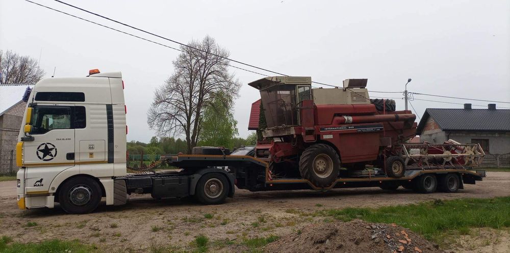 Transport kombajnów niskopodwoziowy ciągnika  przyczepy komba