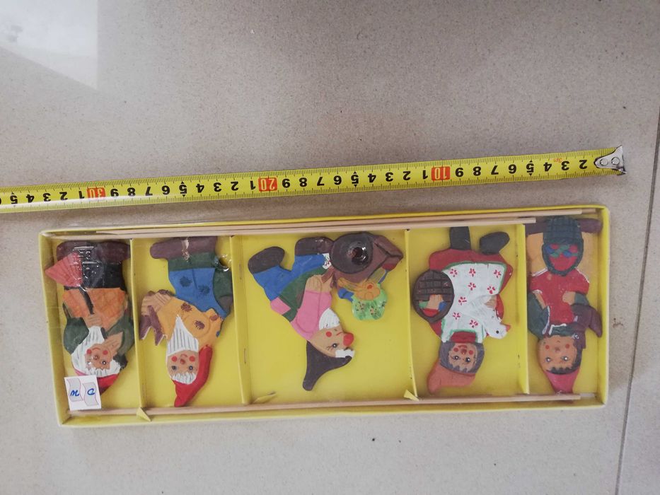 Krasnoludek na patyku zestaw 5szt drewniana ozdoba do doniczki ogrodu