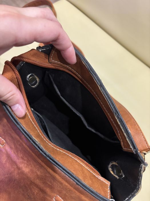 Сумка рюкзачок коричнево-зелена