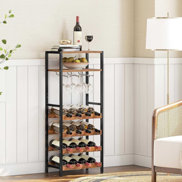 Garrafeira para vinho, copos e duas prateleiras extra 41,5 x24 x100 cm