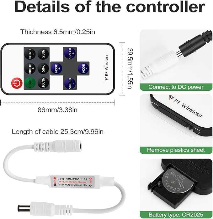 Kontroler LED z pilotem RF z 14 przyciskami 5-24 V Mini RF VIPMOON