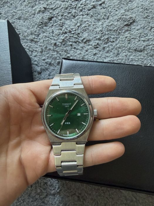 Zegarek Męski Tissot PRX 40mm Quartz Srebrny, Zielona Tarcza