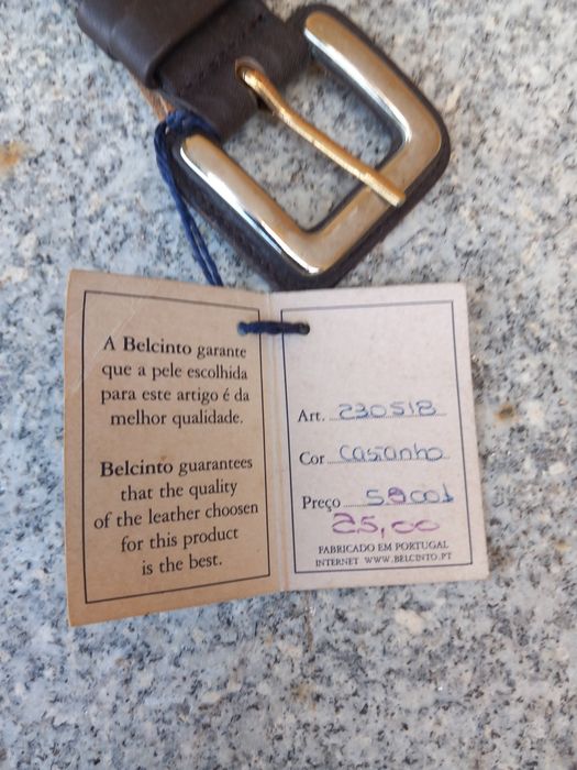 Cintos em pele, fabricados em Portugal,  marca Belcinto novos.