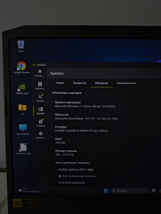 Laptop do GIER ACER i5-9300H, 16GB DDR4, GTX 1650, 512GB NVMe