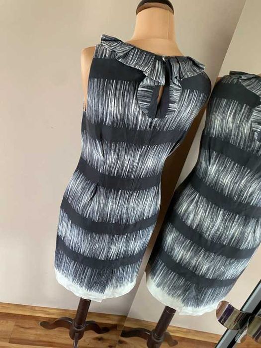 S m banana republic sukienka jedwab silk midi wzory basic 36 38