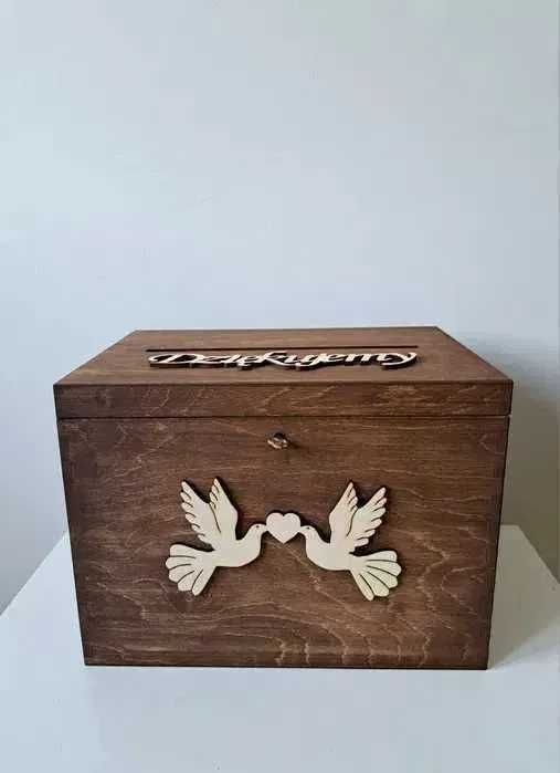 Rustykalne drewniane pudełko na koperty skrzynka na koperty wesele