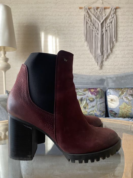 Botki burgundowe bordowe wojas