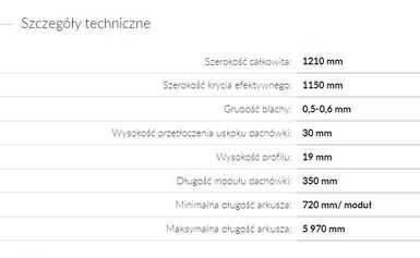Blachodachówka moduł TALIA połysk Blachotrapez gratisy, Okazja!