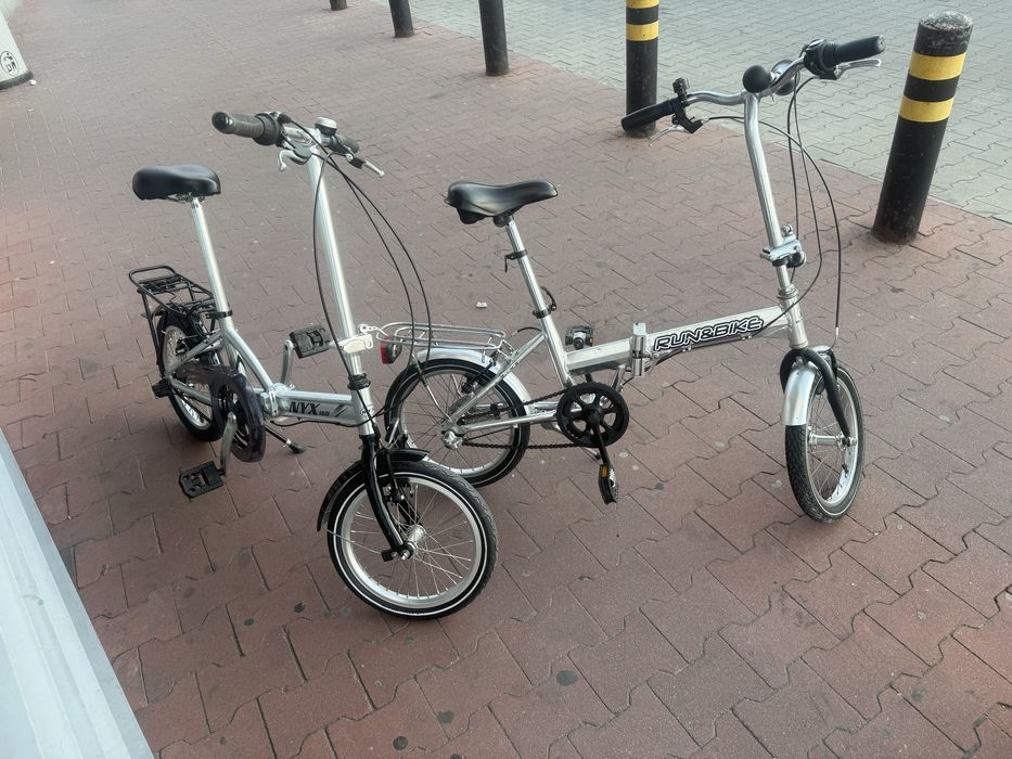 2 rowery 14 składaki 3 biegi aluminiowe