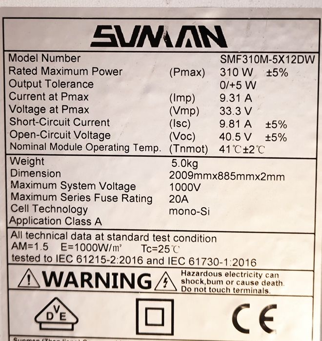 Painel solar flexível monocristalino 310 W