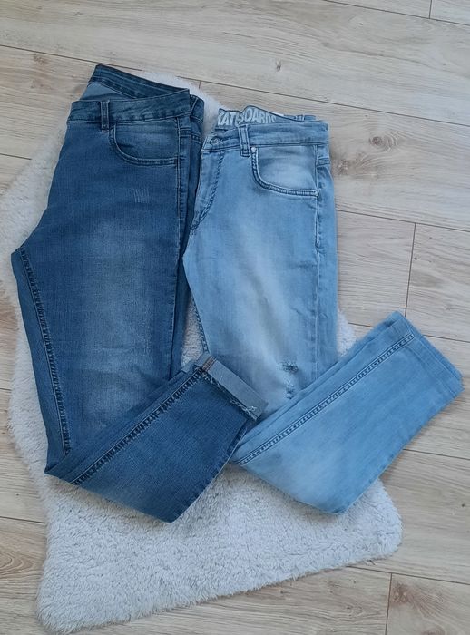 Spodnie damskie jeans z przetarciami-zestaw L