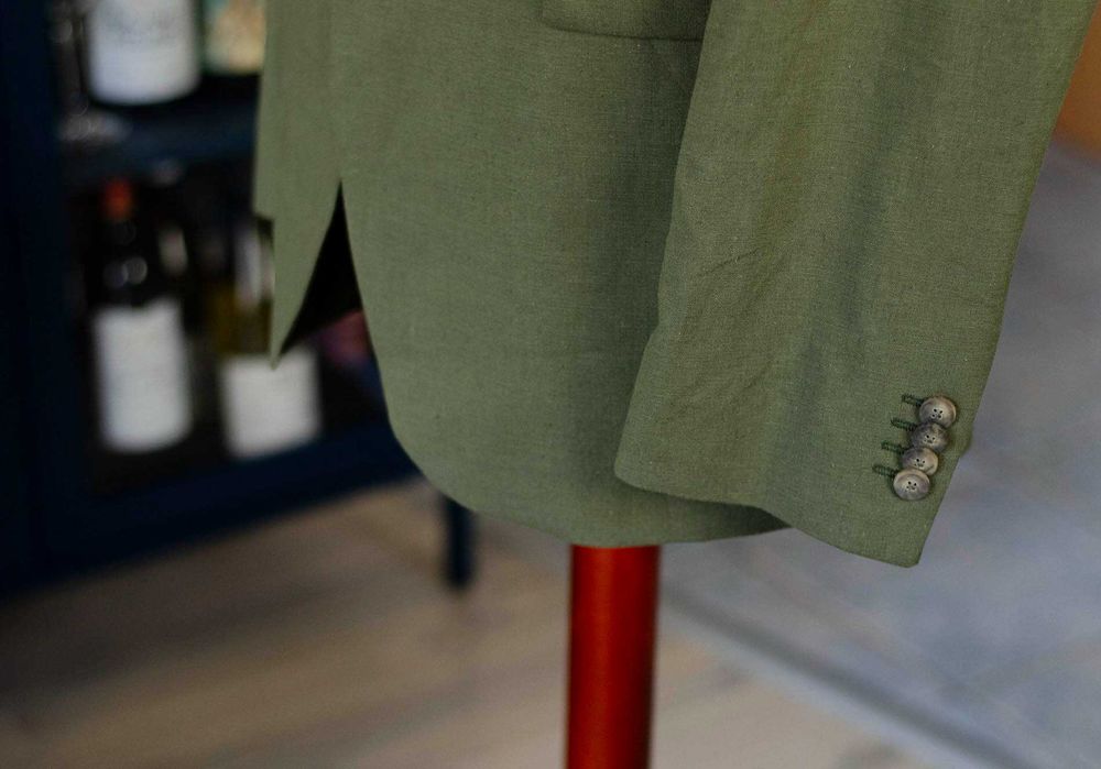 Letnia marynarka zielona C&A Premium, Len+Bawełna, r54, półpodszewka