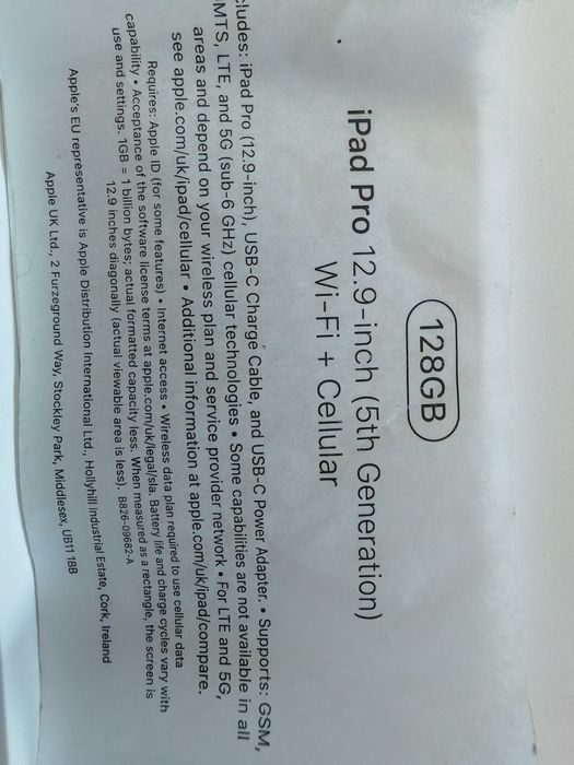 Ipad Pro 12,9 5 gen 128gb cellular po zalaniu