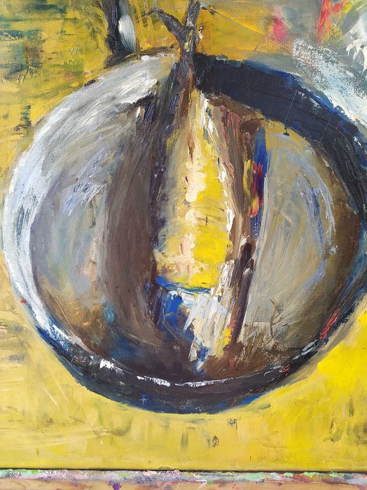 Obraz olejny na płótnie ,,Martwa natura z rybą" 70x50 cm