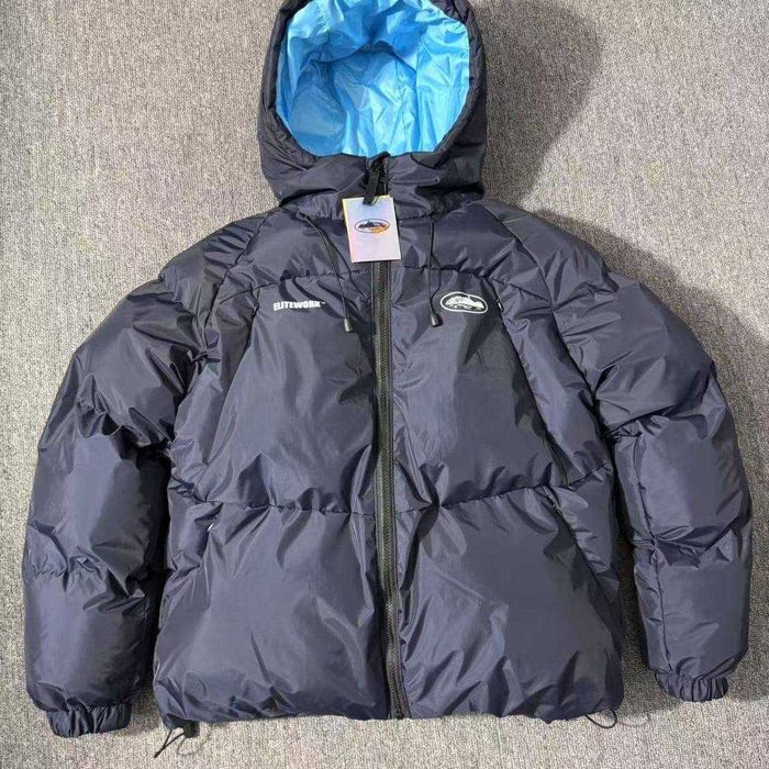 Corteiz Puffer Jacket куртка Кортейз пуховик чорний синій Black — zdjęcie 3